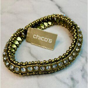 Chicos Gold-Tone Stretch Bracelet Crystal Accents -307